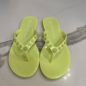 NWT Tory Burch Lime Sherbet Studded Jelly Flip Flops Size 7